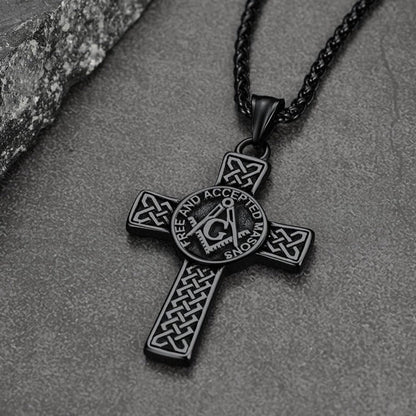 Masonic Celtic Cross Pendant Necklace for