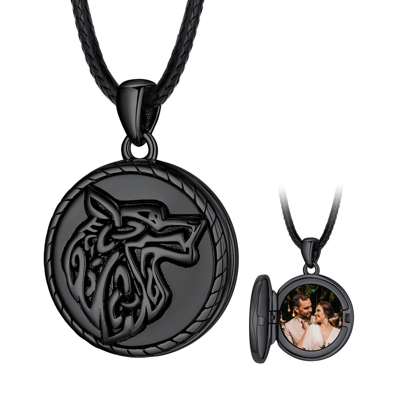 Custom Viking Wolf Locket Necklace With Picture Inside