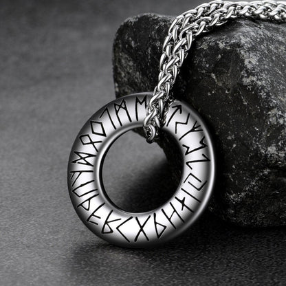 Norse Viking Rune Circle Chain Necklace for