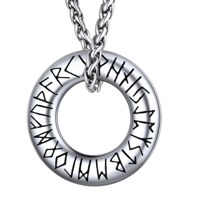 Norse Viking Rune Circle Chain Necklace for