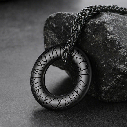 Norse Viking Rune Circle Chain Necklace for