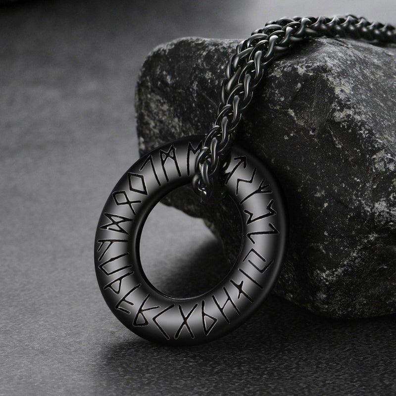 Norse Viking Rune Circle Chain Necklace for