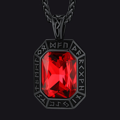 Engraved Crystal Dog Tag Necklace With Viking Runes for
