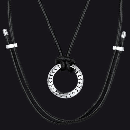 Viking Mobius Circle Leather Necklace Adjustable Leather Chain for