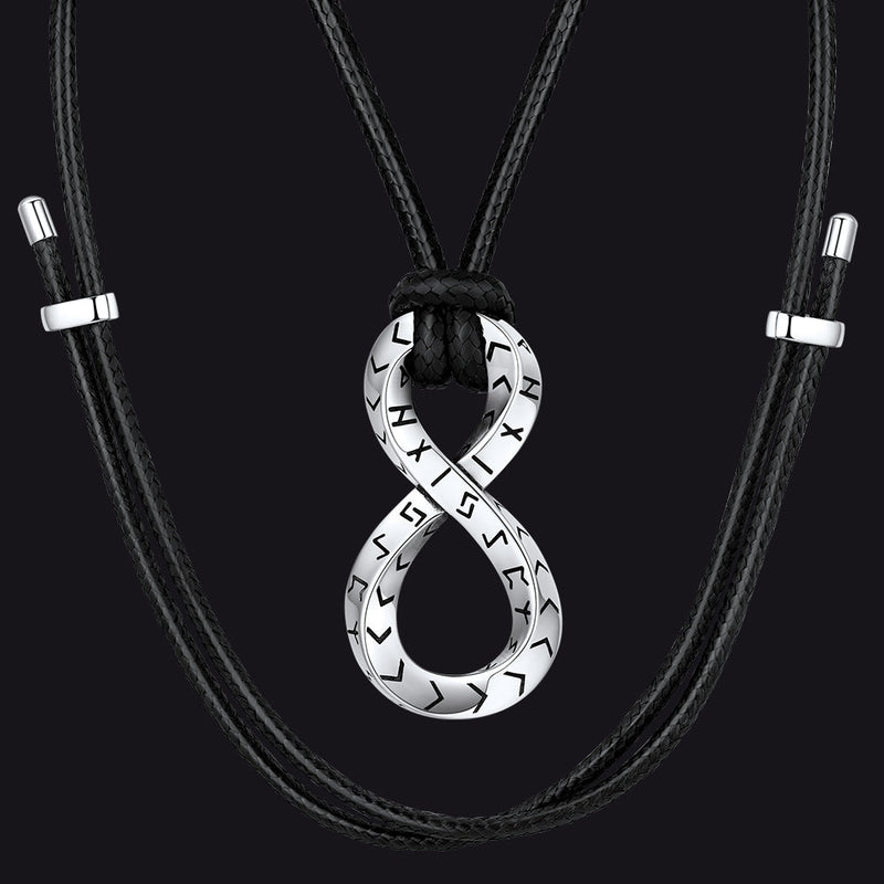 Viking Mobius Infinity Necklace Adjustable Leather Chain for