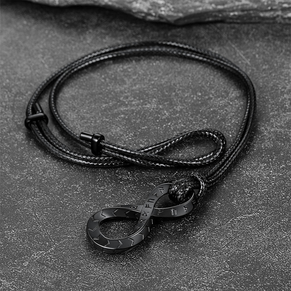 Viking Mobius Infinity Necklace Adjustable Leather Chain for