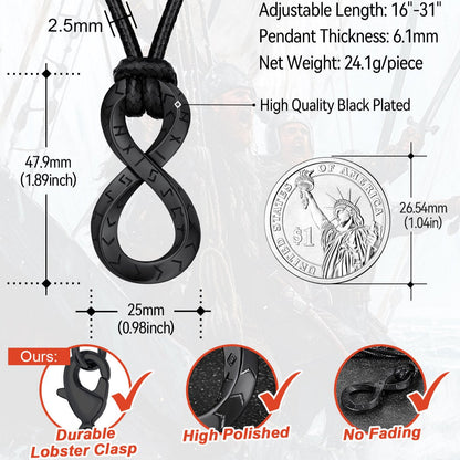 Viking Mobius Infinity Necklace Adjustable Leather Chain for