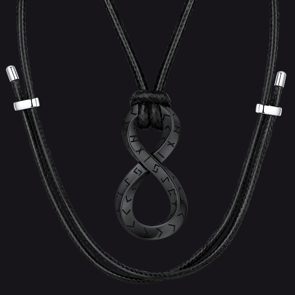 Viking Mobius Infinity Necklace Adjustable Leather Chain for