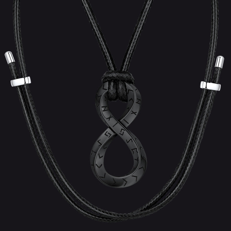 Viking Mobius Infinity Necklace Adjustable Leather Chain for