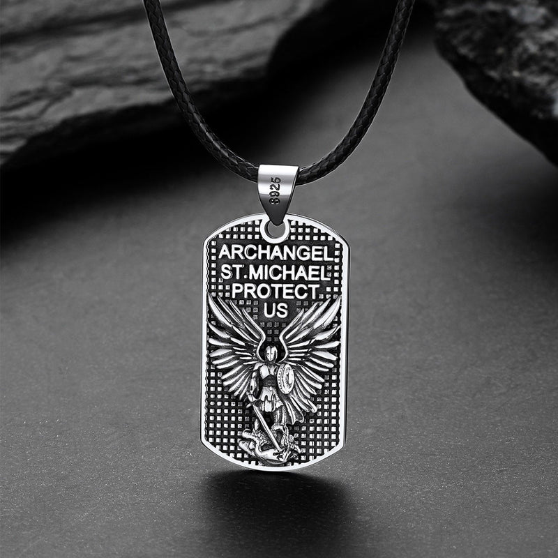 Catholic Archangel Saint Michael Dog Tag Necklace for