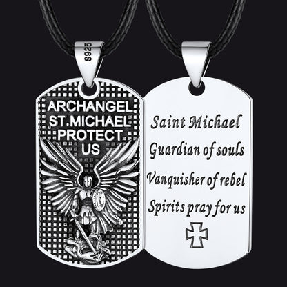 Catholic Archangel Saint Michael Dog Tag Necklace for