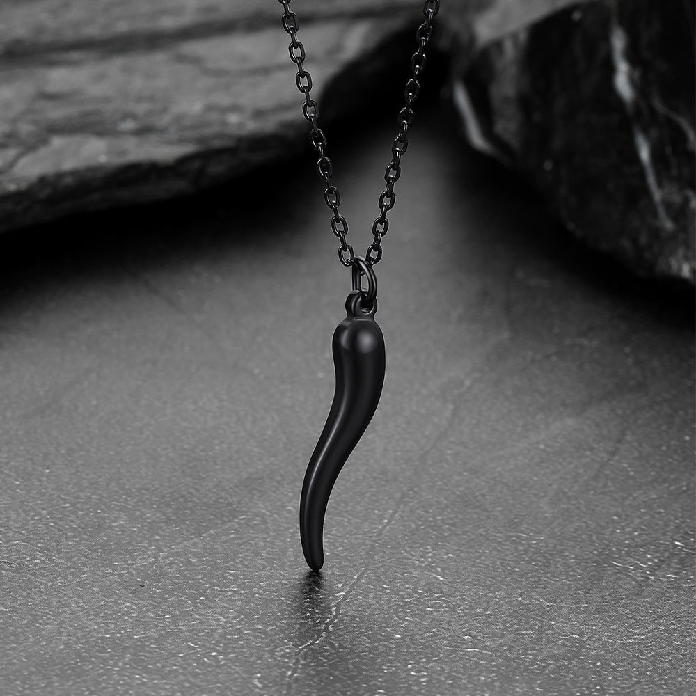 Miami Cuban Chain & Cornicello Italian Horn Pendant Set for