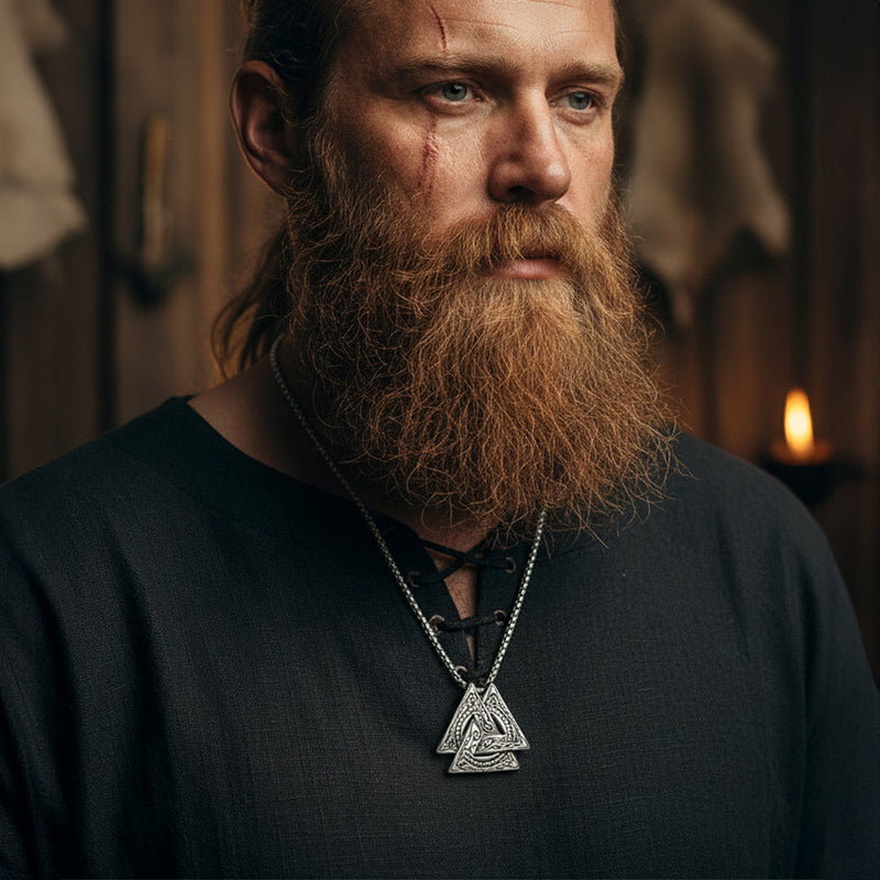 Viking Norse Odin Triangle Valknut Pendant Necklace for