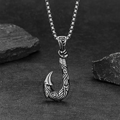 Viking Fish Hook Pendant Amulet Necklace for