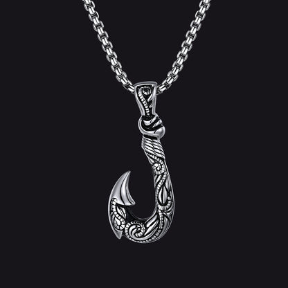 Viking Fish Hook Pendant Amulet Necklace for