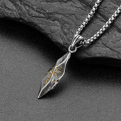 Punk Wishing Stone Tribal Rune Sun Pattern Necklace for
