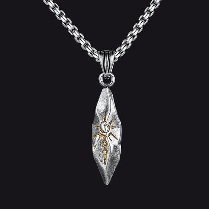 Punk Wishing Stone Tribal Rune Sun Pattern Necklace for