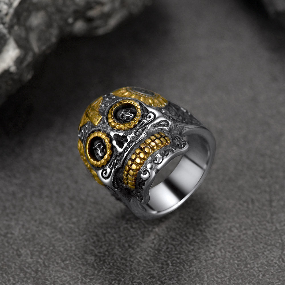 Gothic Punk Sugar Skull Ring for