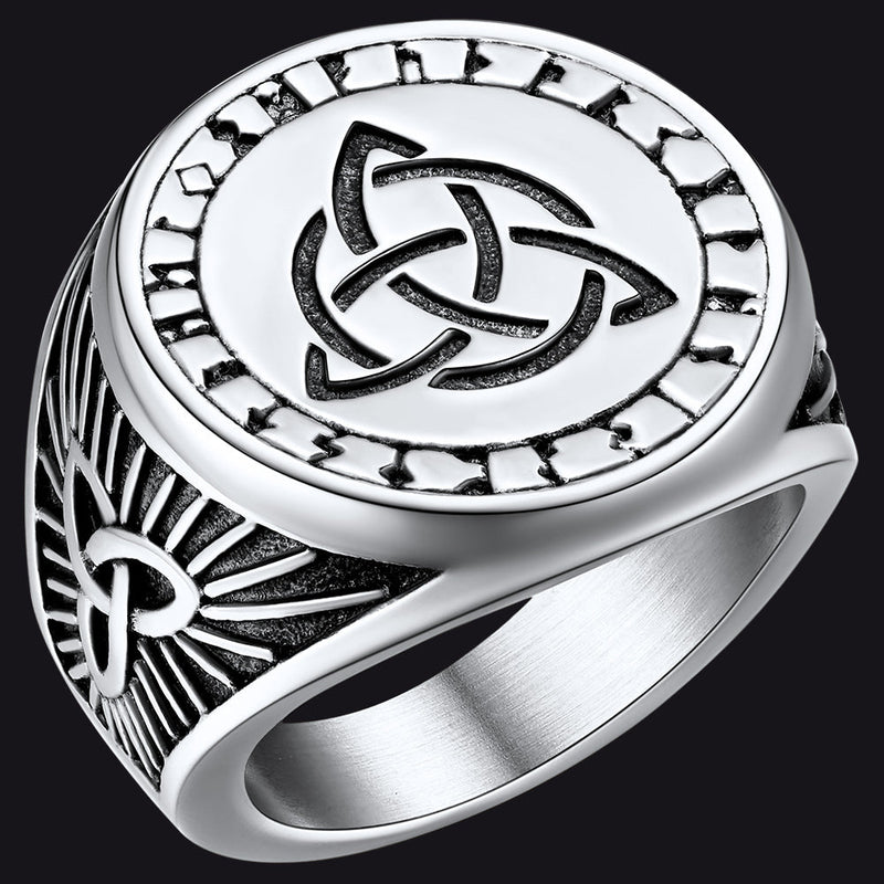 Flash Viking Celtic Knot Signet Ring for