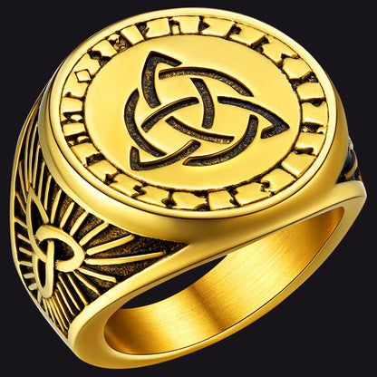 Flash Viking Celtic Knot Signet Ring for