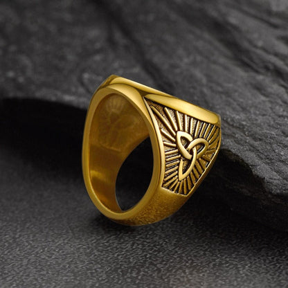 Viking Thor's Hammer Ring With Runes for