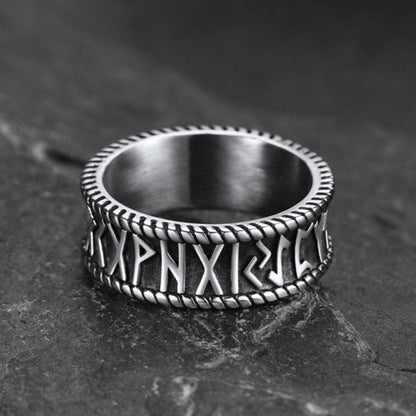 Stainless Steel Norse Viking Runes Band Ring for
