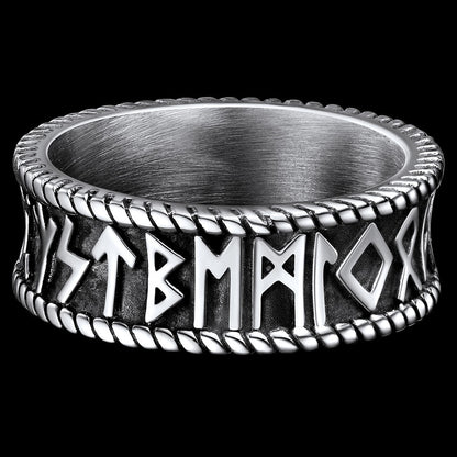 Stainless Steel Norse Viking Runes Band Ring for