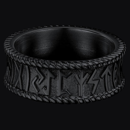 Stainless Steel Norse Viking Runes Band Ring for