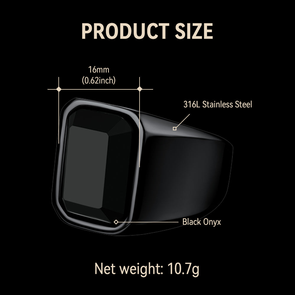 Black Onyx Stone Ring Signet Ring for Size 07-12