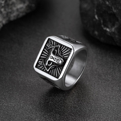 Norse Viking Wolf Signet Ring for