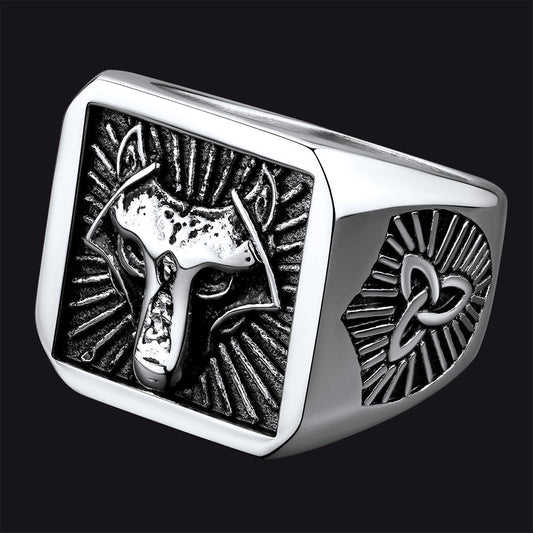 Norse Viking Wolf Signet Ring for