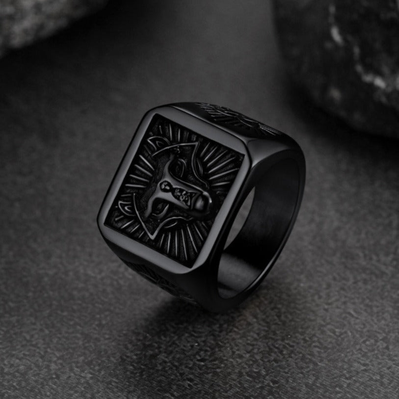 Norse Viking Wolf Signet Ring for