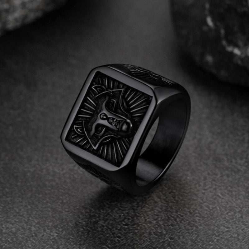 Norse Viking Wolf Signet Ring for