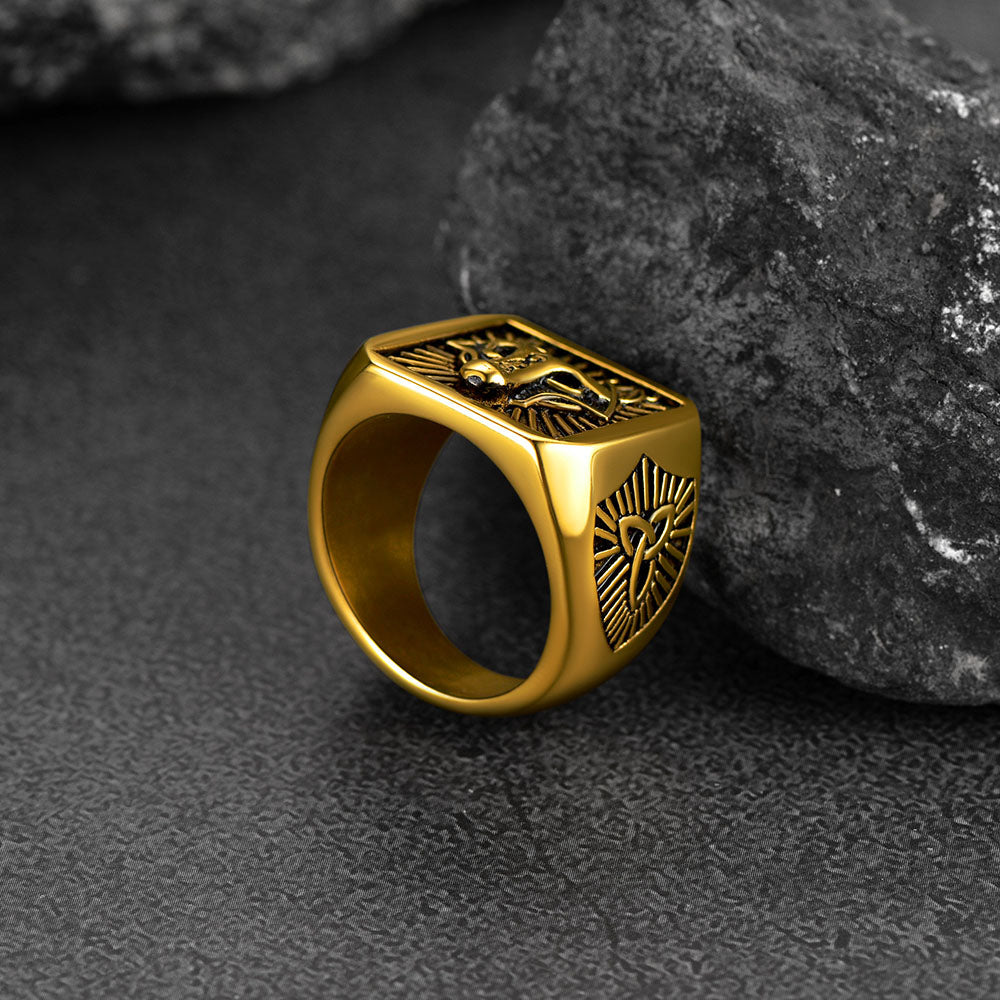 Norse Viking Wolf Signet Ring for