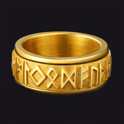Norse Viking Rune Fidget Anxiety Band Ring for