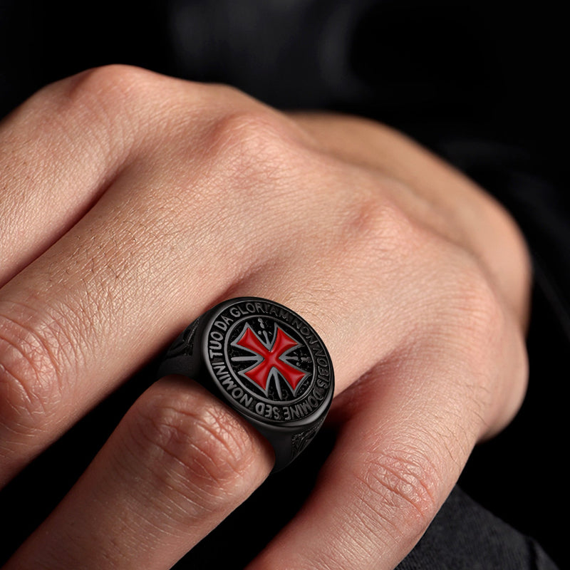 Red Knights Templar Cross Ring for
