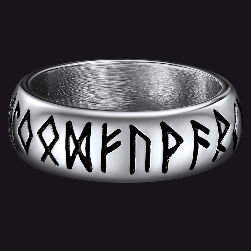Flash Norse Viking Runes Ring Stainless Steel Ring for