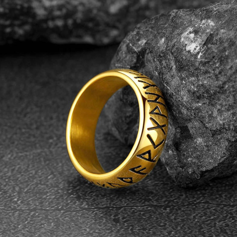 Flash Norse Viking Runes Ring Stainless Steel Ring for