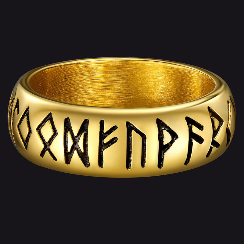 Flash Norse Viking Runes Ring Stainless Steel Ring for