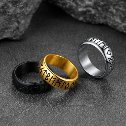 Flash Norse Viking Runes Ring Stainless Steel Ring for