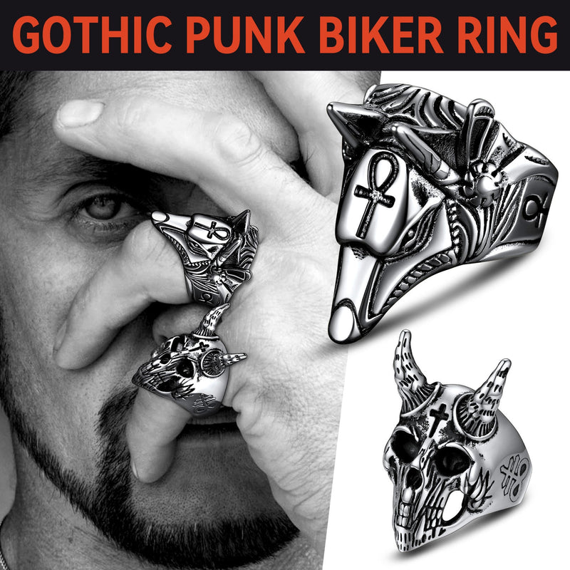 Ancient Egyptian Anubis Ring With Ankh Cross for