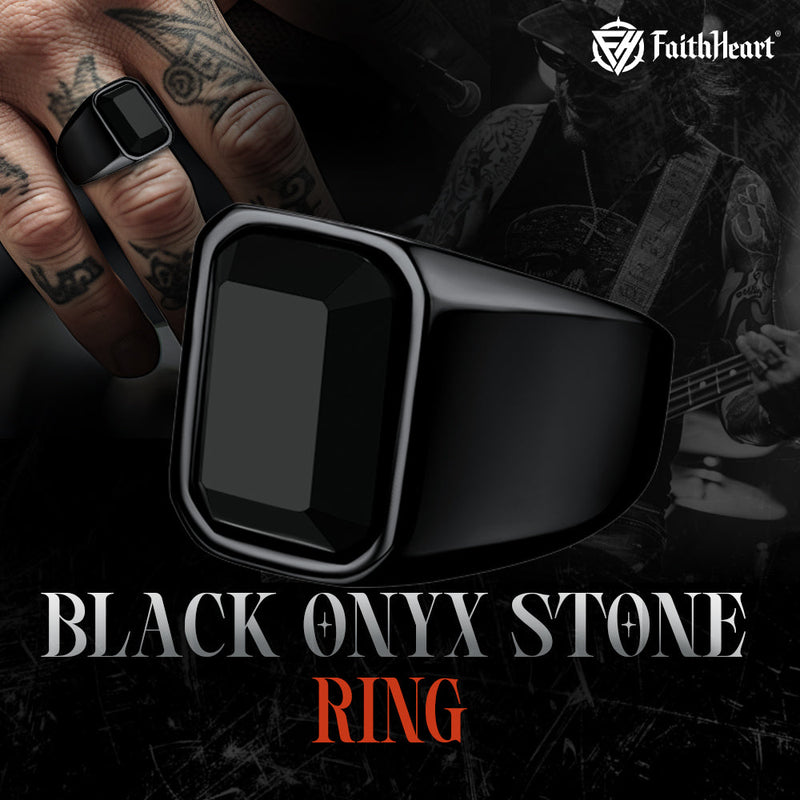 Black Onyx Stone Ring Signet Ring for Size 07-12