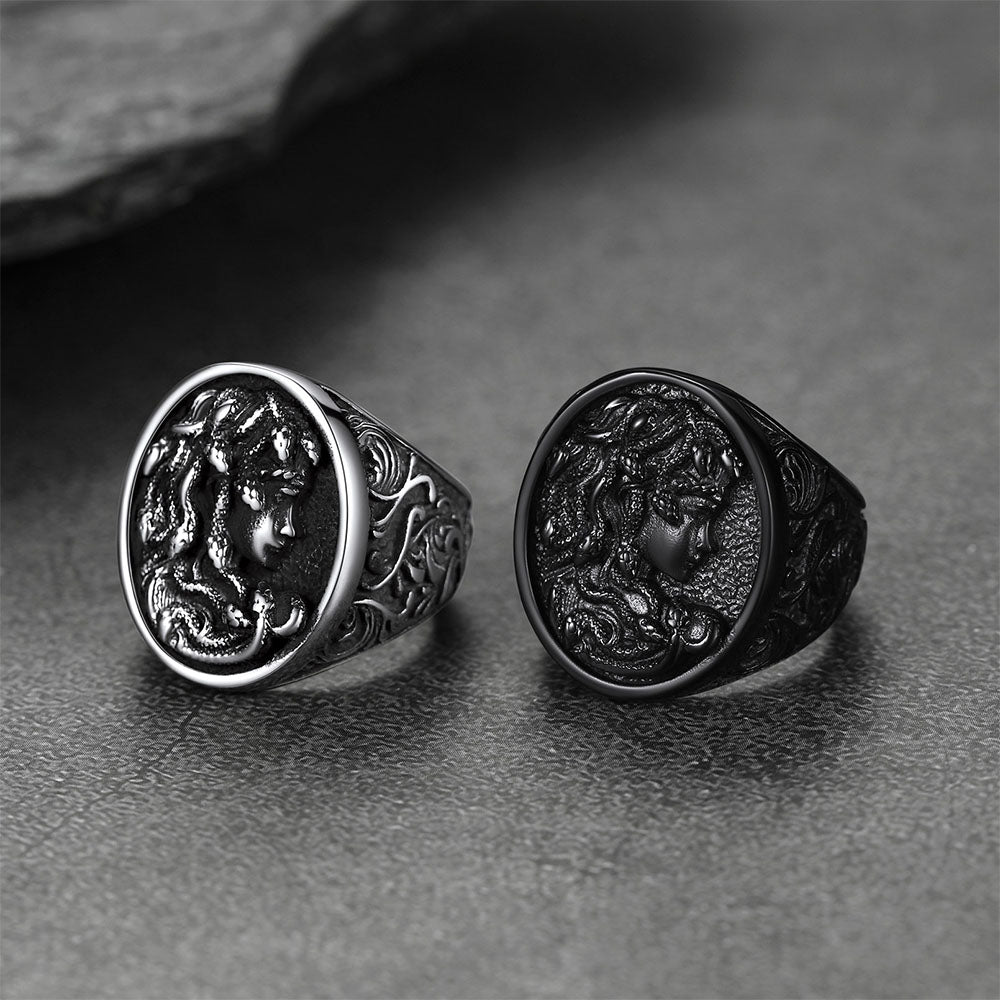 Medusa Snake Hair Ring Greek Mythology Signet Ring for