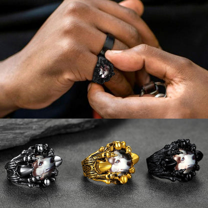 Customized Gothic Photo Dragon Claw Ring With Picture for