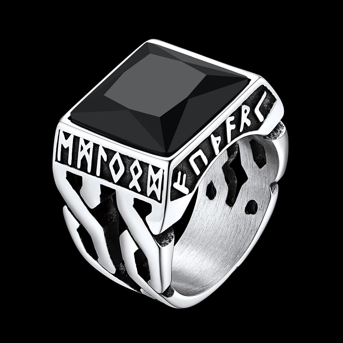 Custom Celtic Gemstone Ring With Runes for