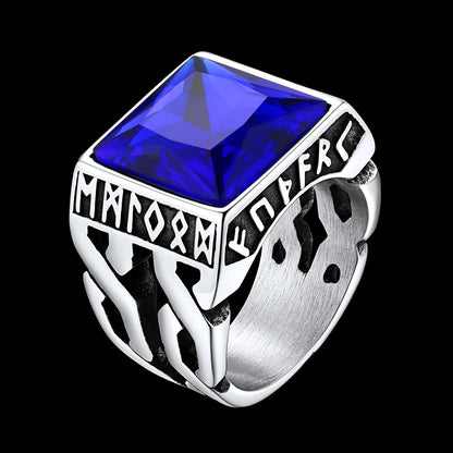 Custom Celtic Gemstone Ring With Runes for