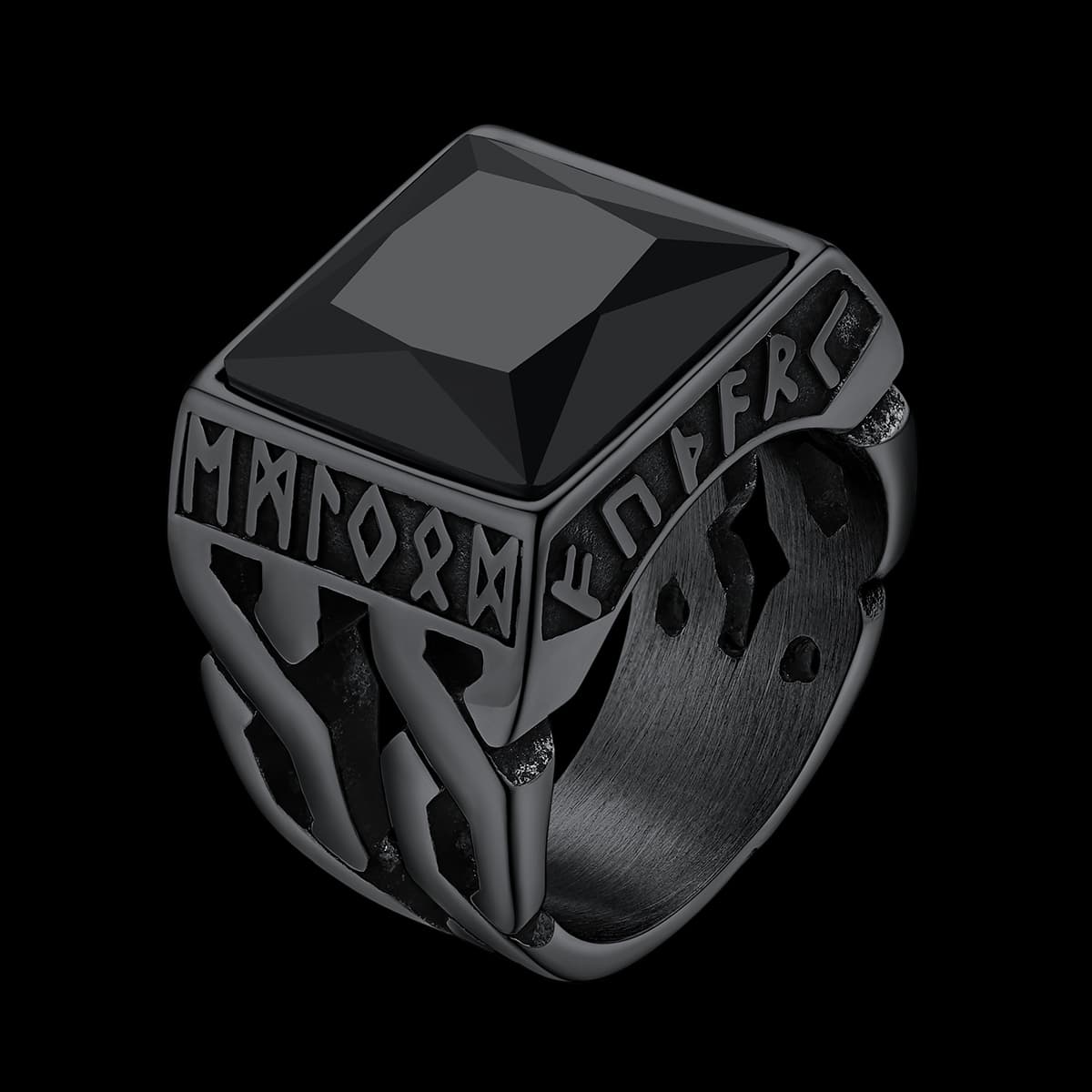 Custom Celtic Gemstone Ring With Runes for