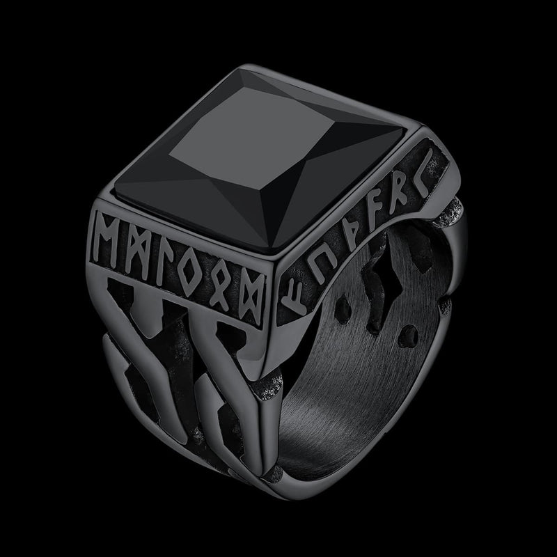 Custom Celtic Gemstone Ring With Runes for