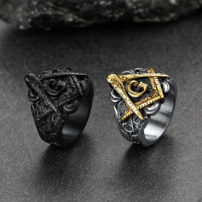 Masonic Freemason Master Engraved Signet Ring for