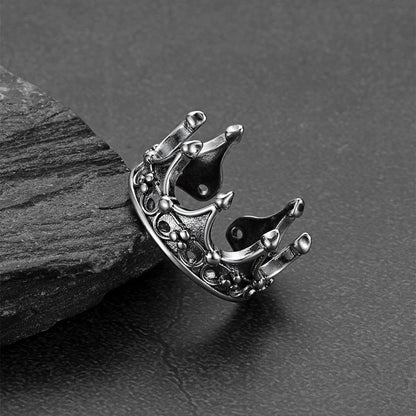 Crown Cross Open Adjustable Ring for